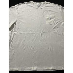 Mens Polo Ralph Lauren White Pocket T Shirt W/ Blue Pony 4xlt